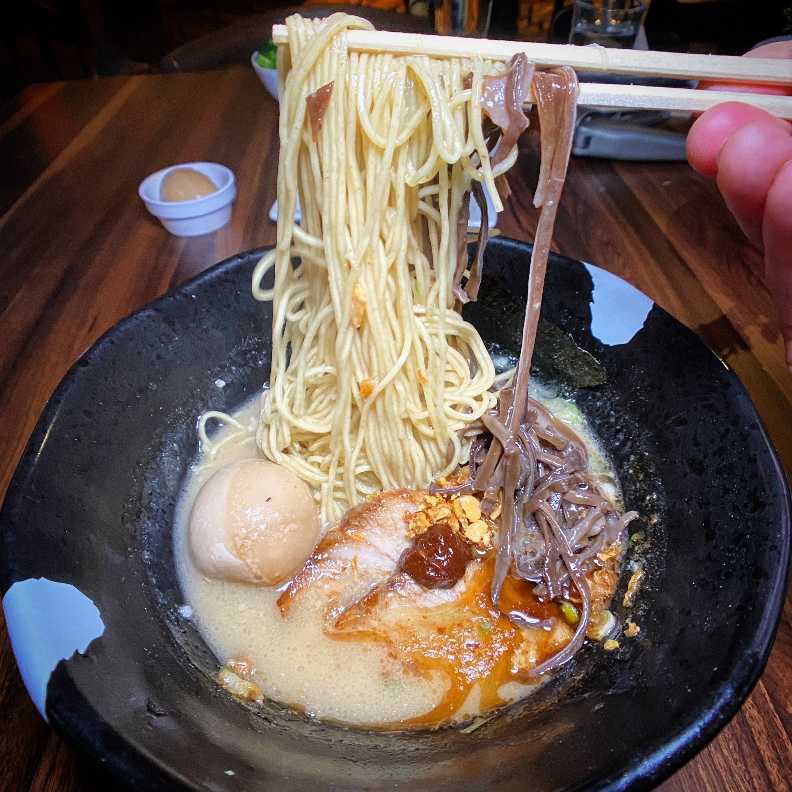 JINYA Tonkotsu Blackpork broth pork chashu, kikurage, green onion