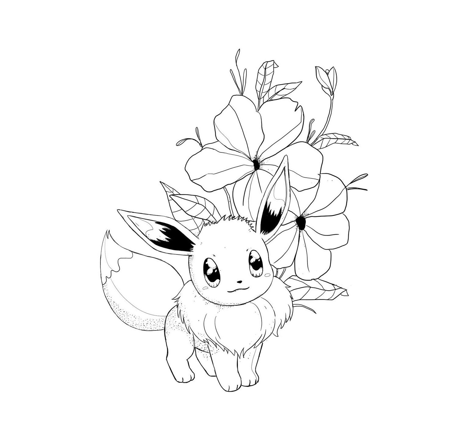 Eevee the cutest - Pokemon Black and white designs (fan art) | OpenSea