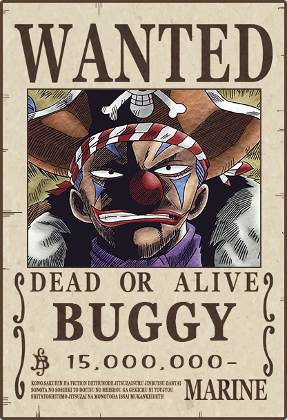Buggy - One Piece Wanted #1 - One Piece Posters - (Wanted/Marine) | OpenSea