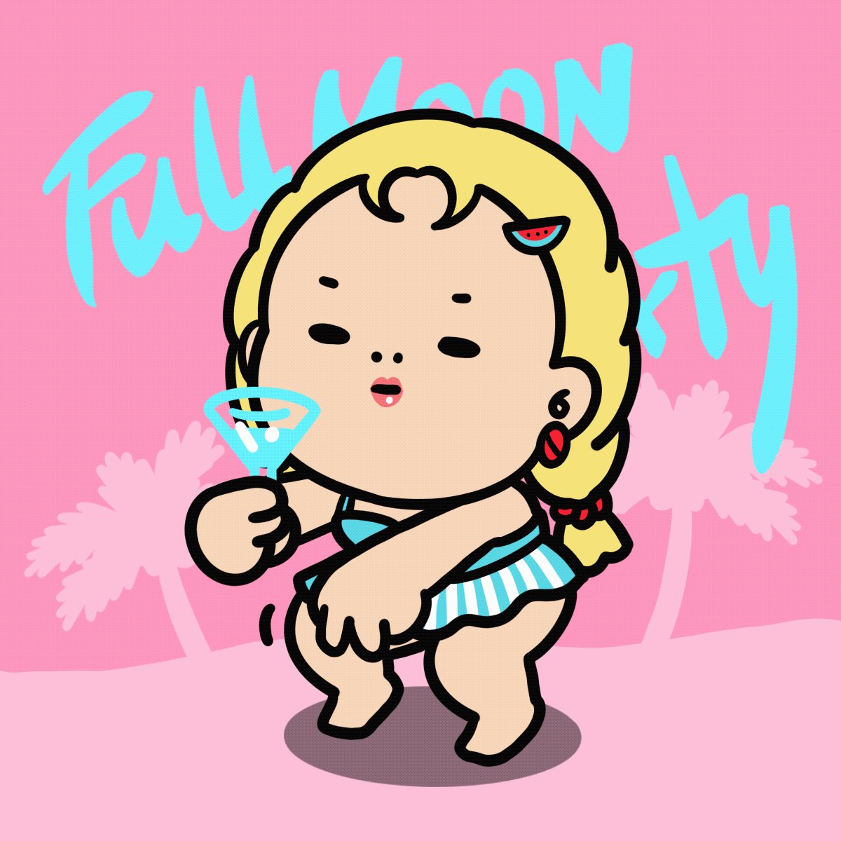 Crab dance 052 (Girl on the full moon party) Crab dance. OpenSea