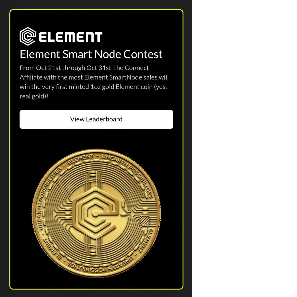 Jake Dieterich Winner of the First Ever Element Gold Coin First